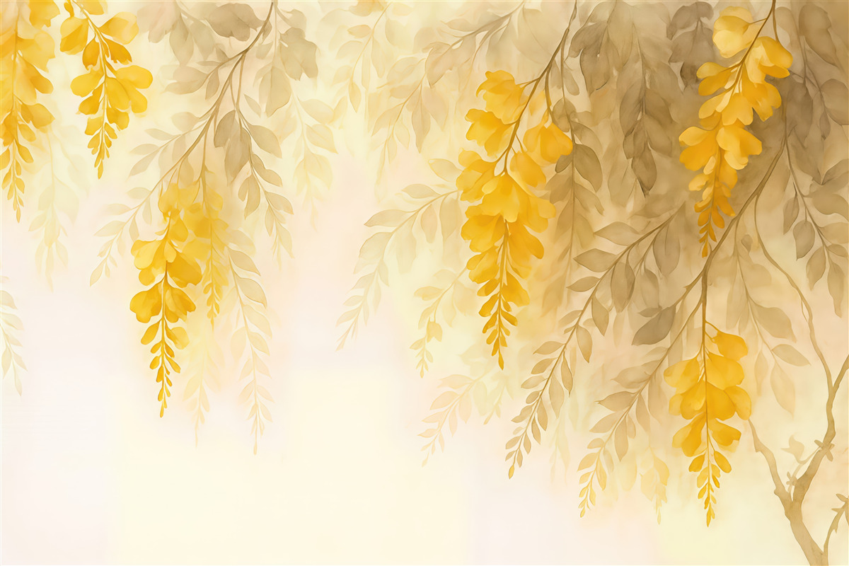 Fototapeta złote kaskady liści w akwareli
