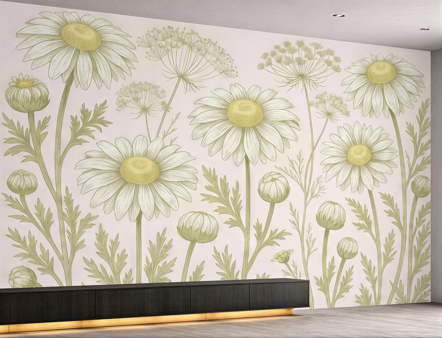 Fototapeta pastelowe margaretki w botanicznym stylu