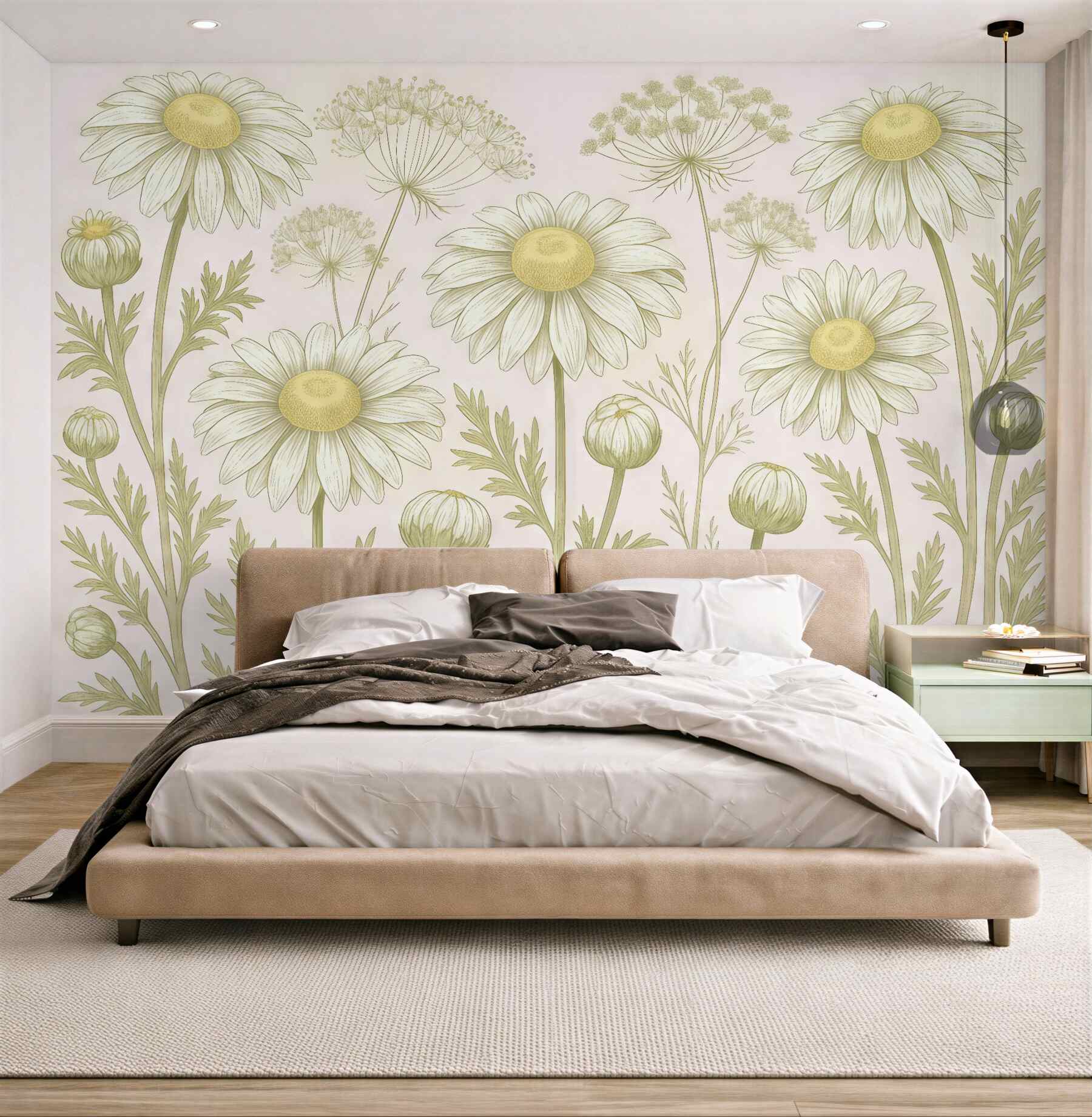 Fototapeta pastelowe margaretki w botanicznym stylu