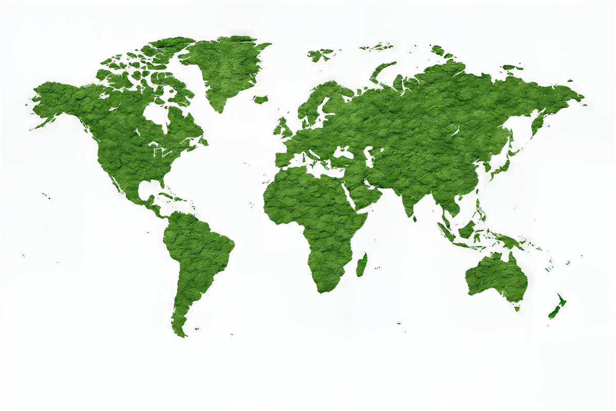 Fototapeta mapa świata z zielonego mchu