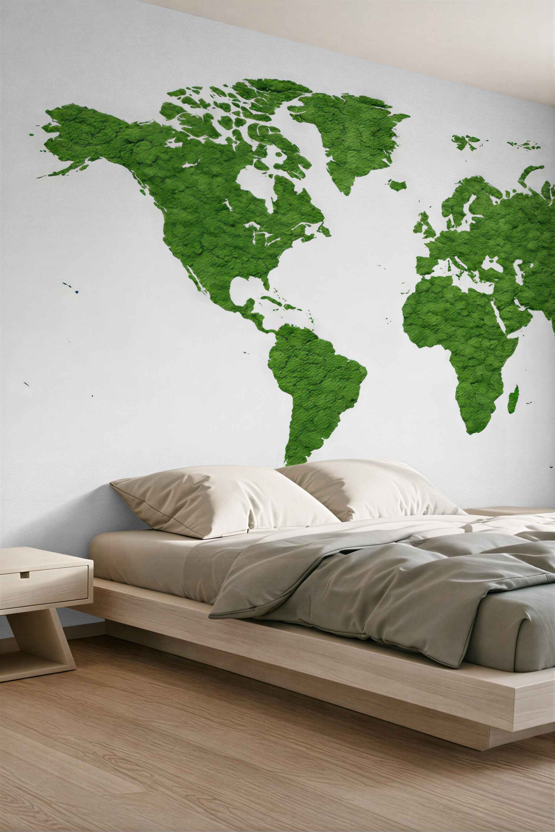 Fototapeta mapa świata z zielonego mchu