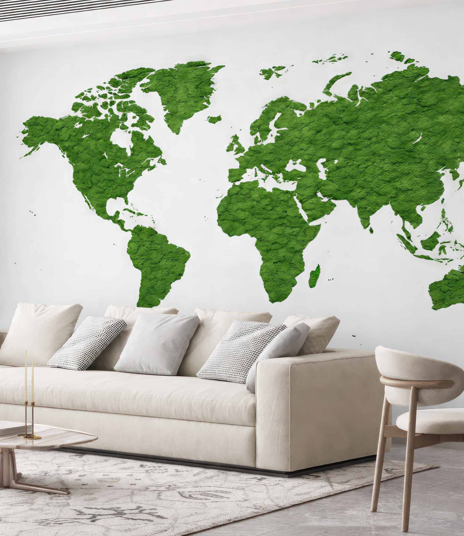 Fototapeta mapa świata z zielonego mchu