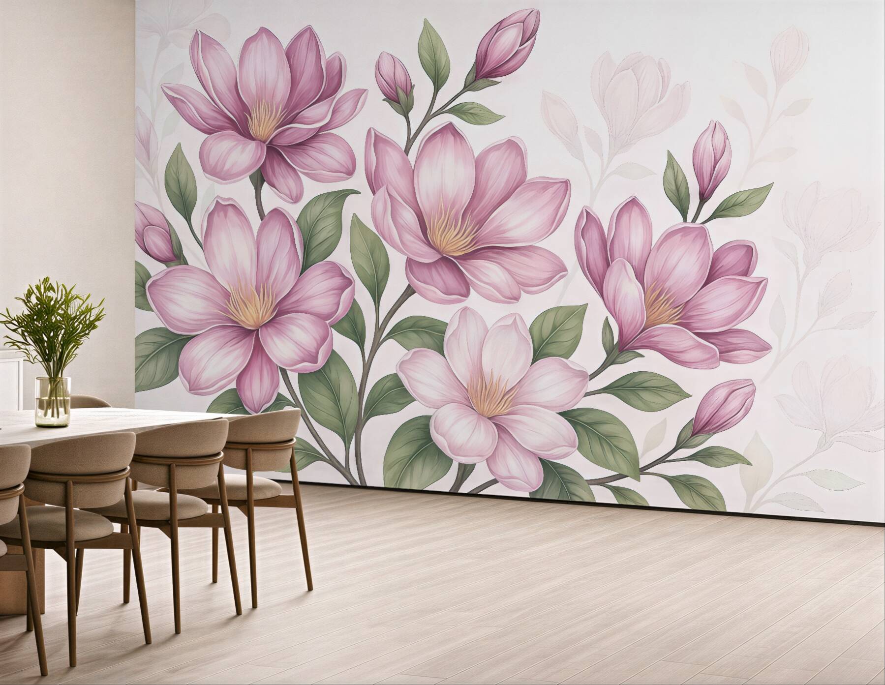 Fototapeta różowe magnolie w subtelnej elegancji