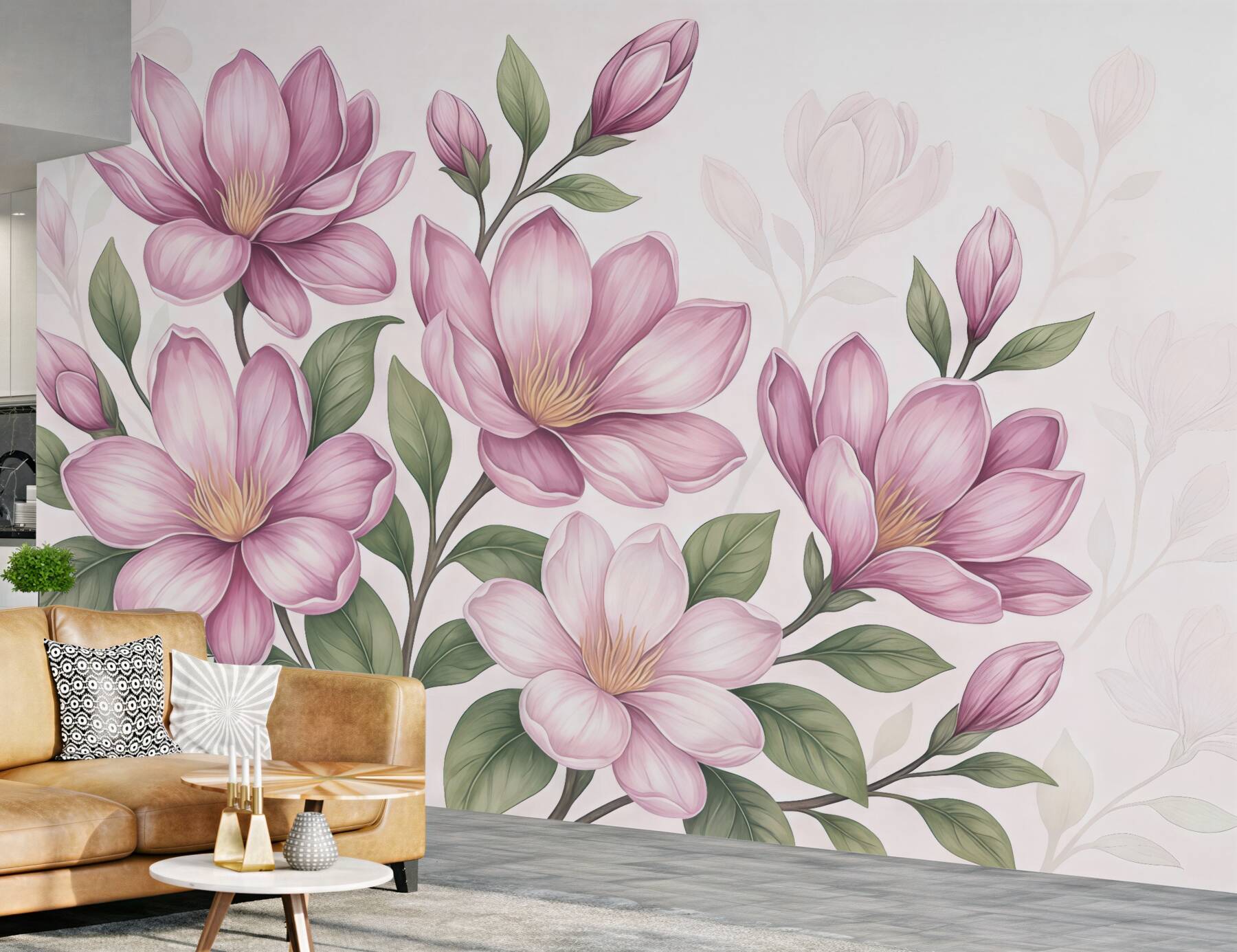 Fototapeta różowe magnolie w subtelnej elegancji