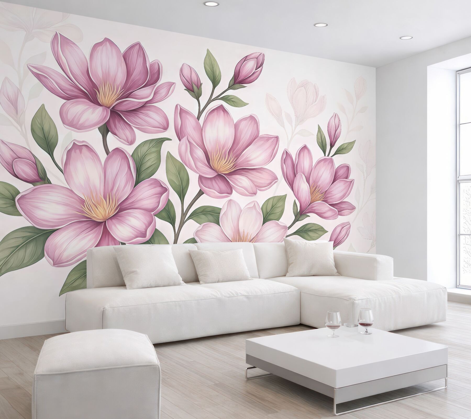Fototapeta różowe magnolie w subtelnej elegancji
