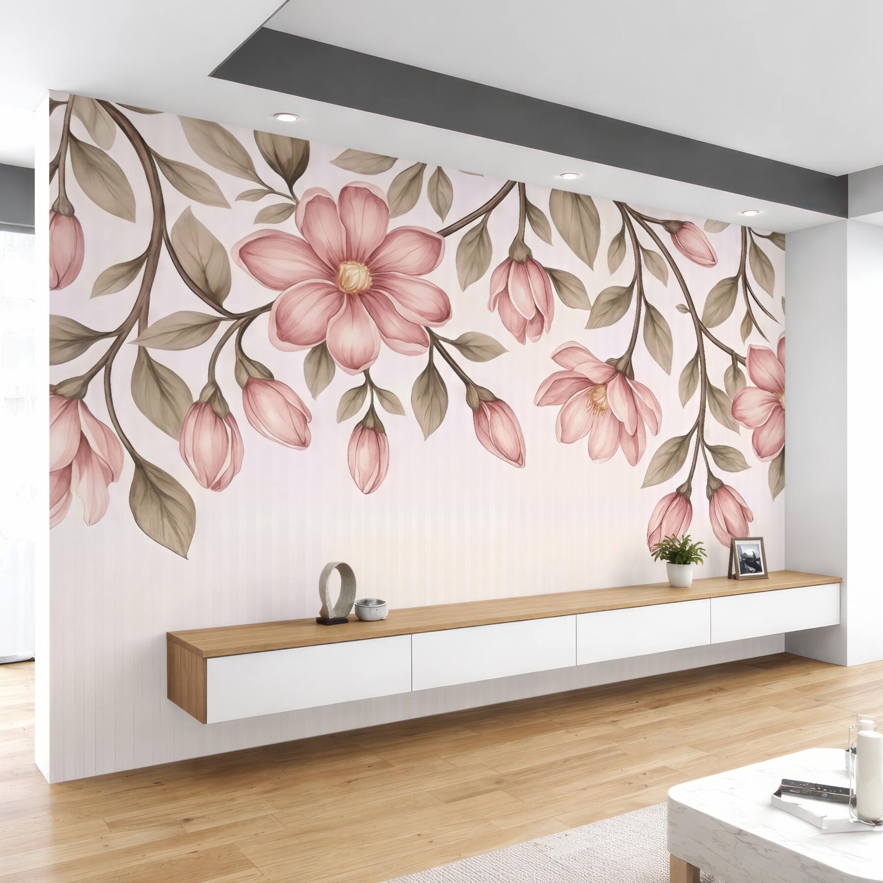 Fototapeta zwisające magnolie w pastelowym wdzięku