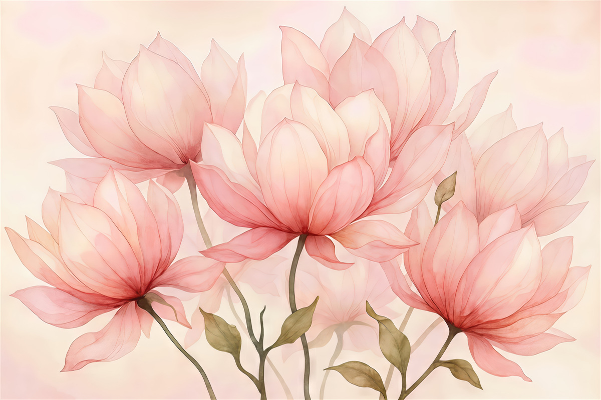 Fototapeta różowe magnolie w delikatnym rozkwicie