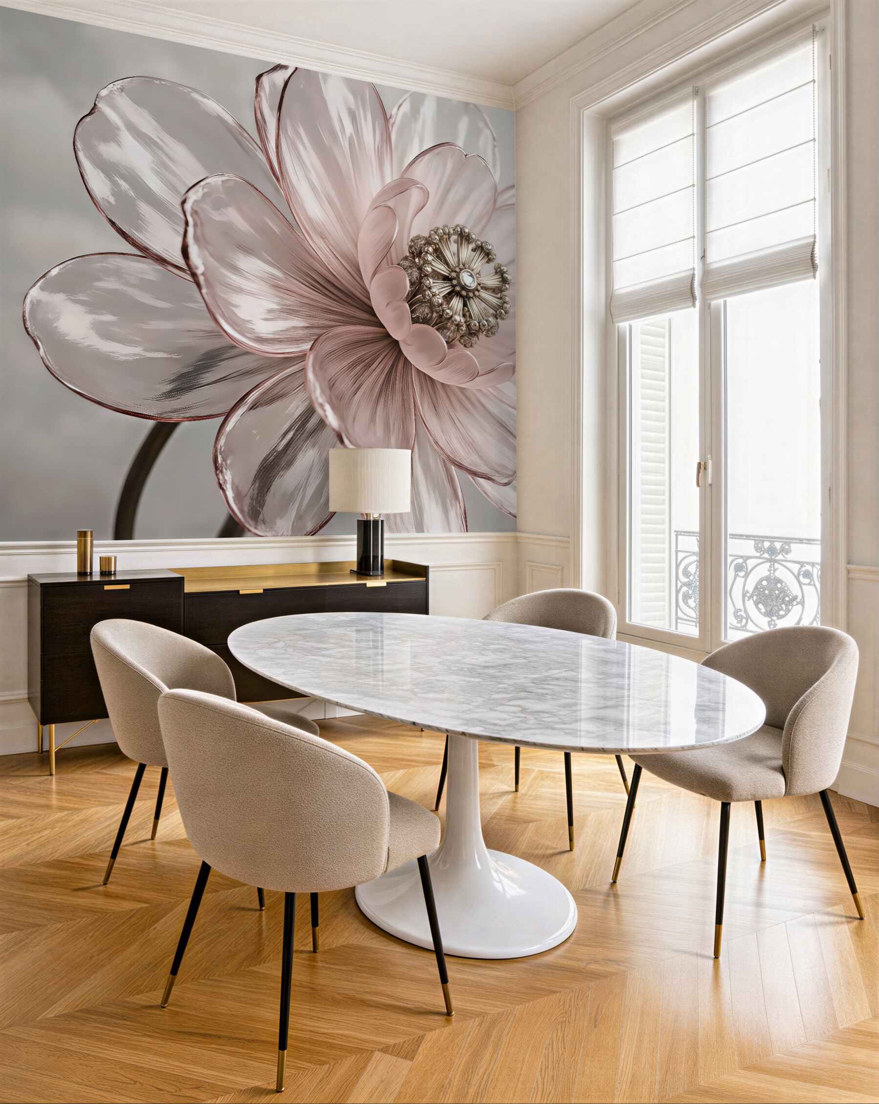 Fototapeta pudrowy kwiat w eleganckim blasku