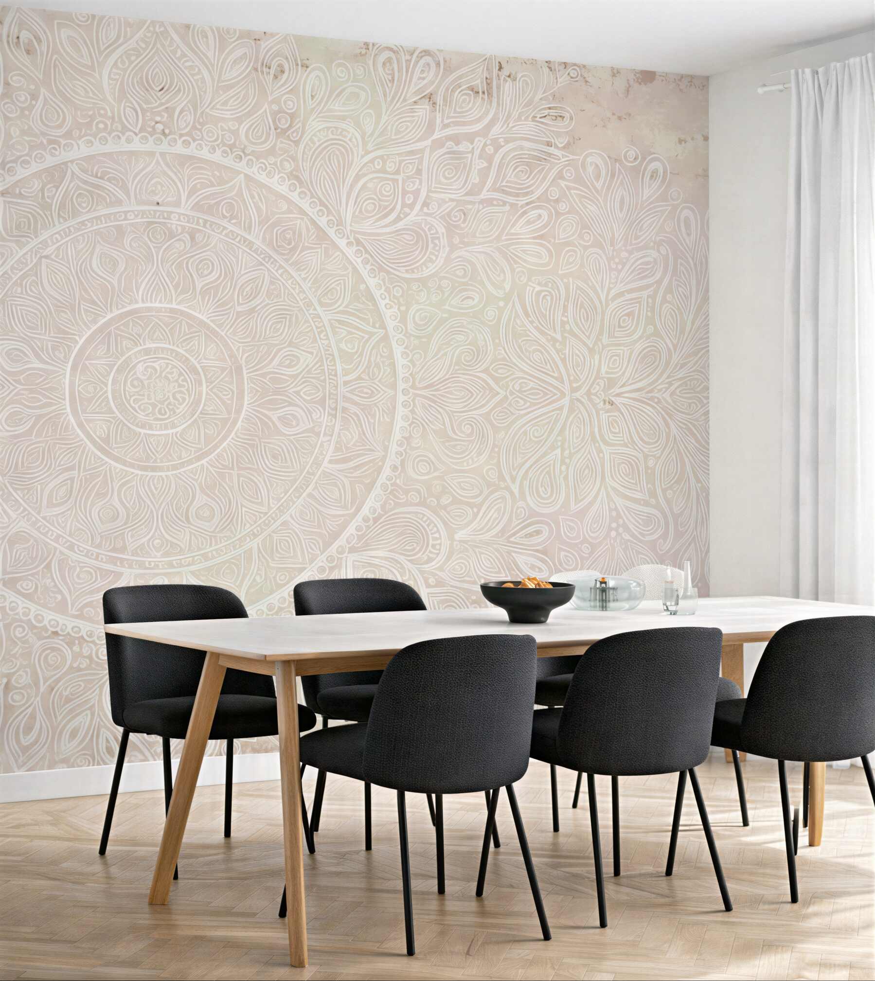 Fototapeta beżowa mandala w spokojnym stylu