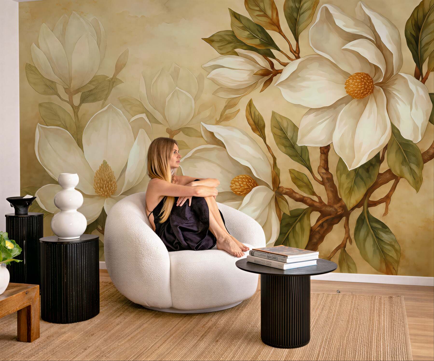 Fototapeta kremowe magnolie w eleganckim wydaniu