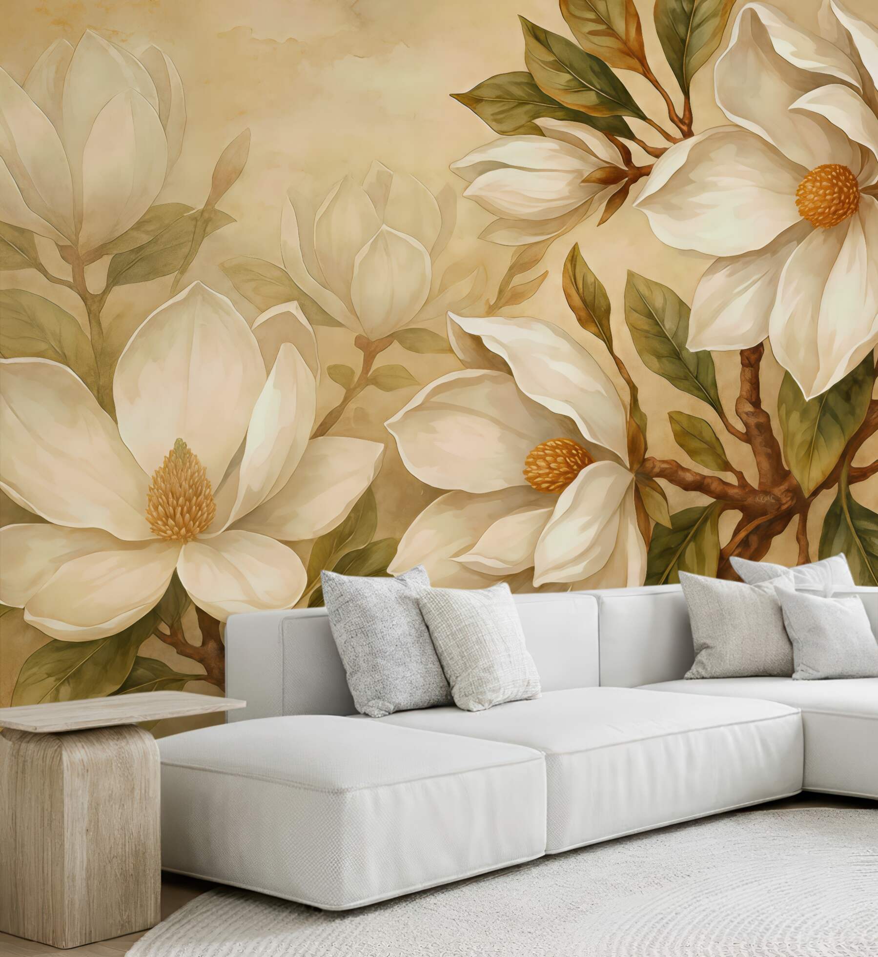Fototapeta kremowe magnolie w eleganckim wydaniu