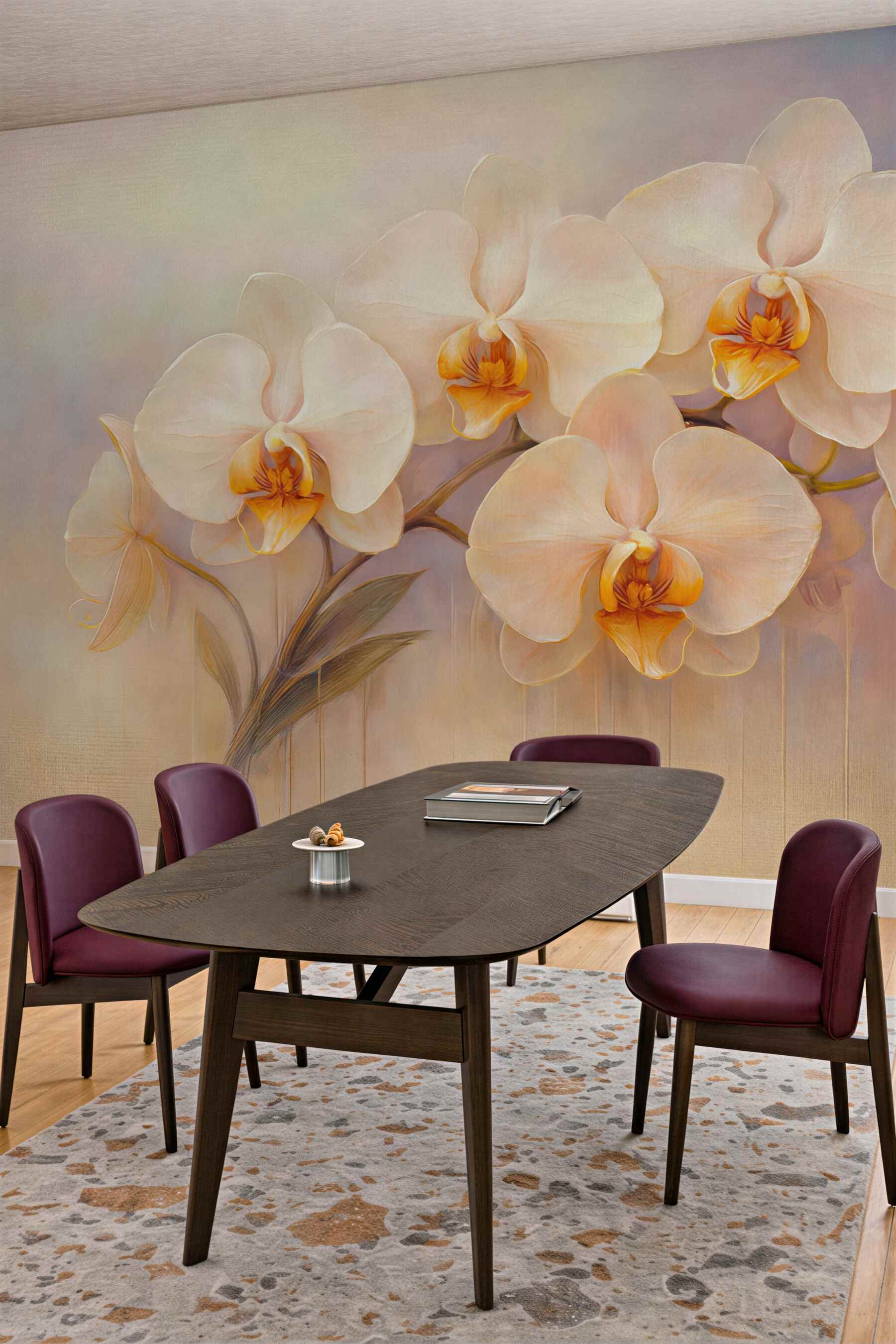 Fototapeta kremowe orchidee w złocistej elegancji