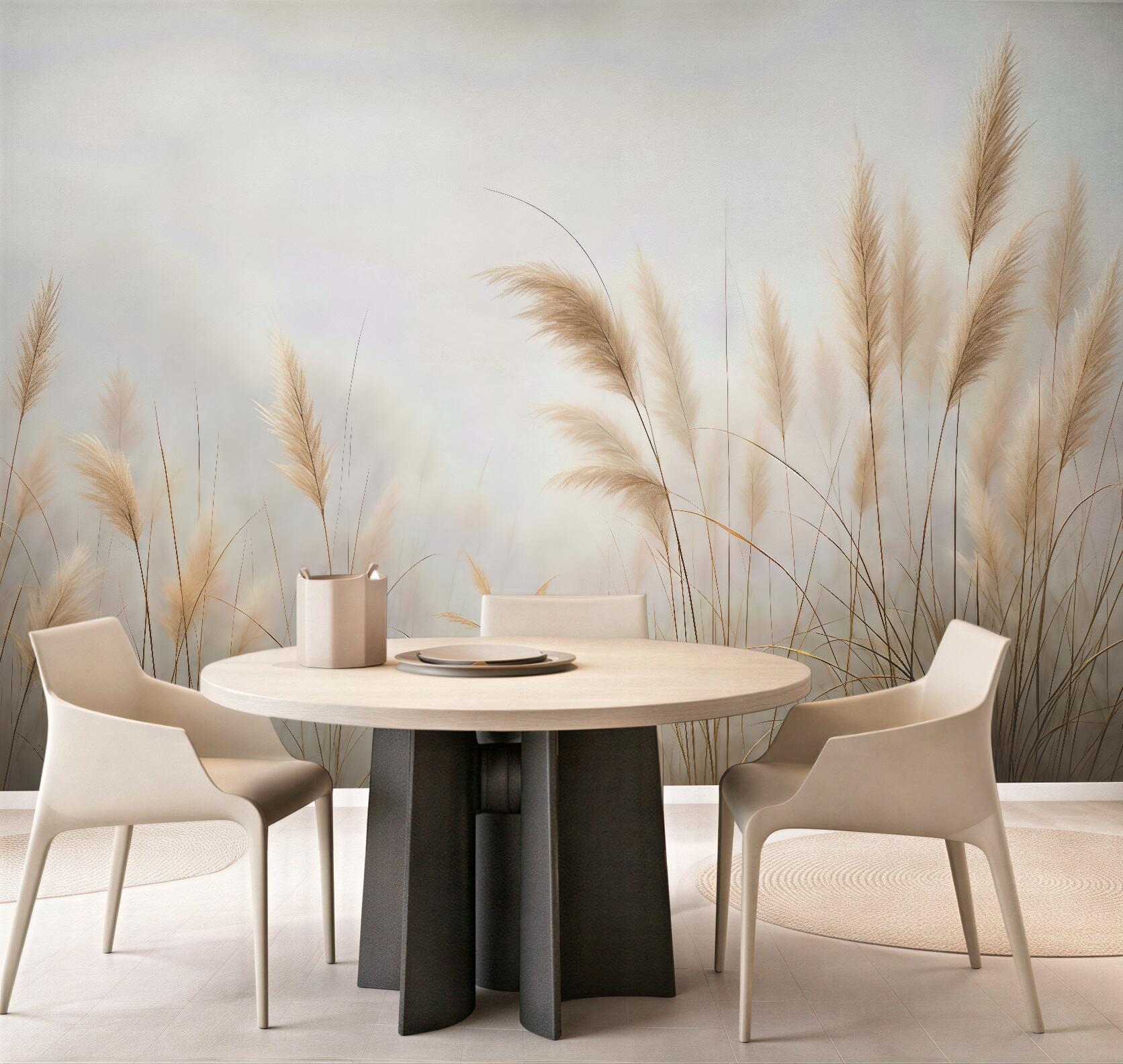 Fototapeta delikatne trawy w pastelowej mgle