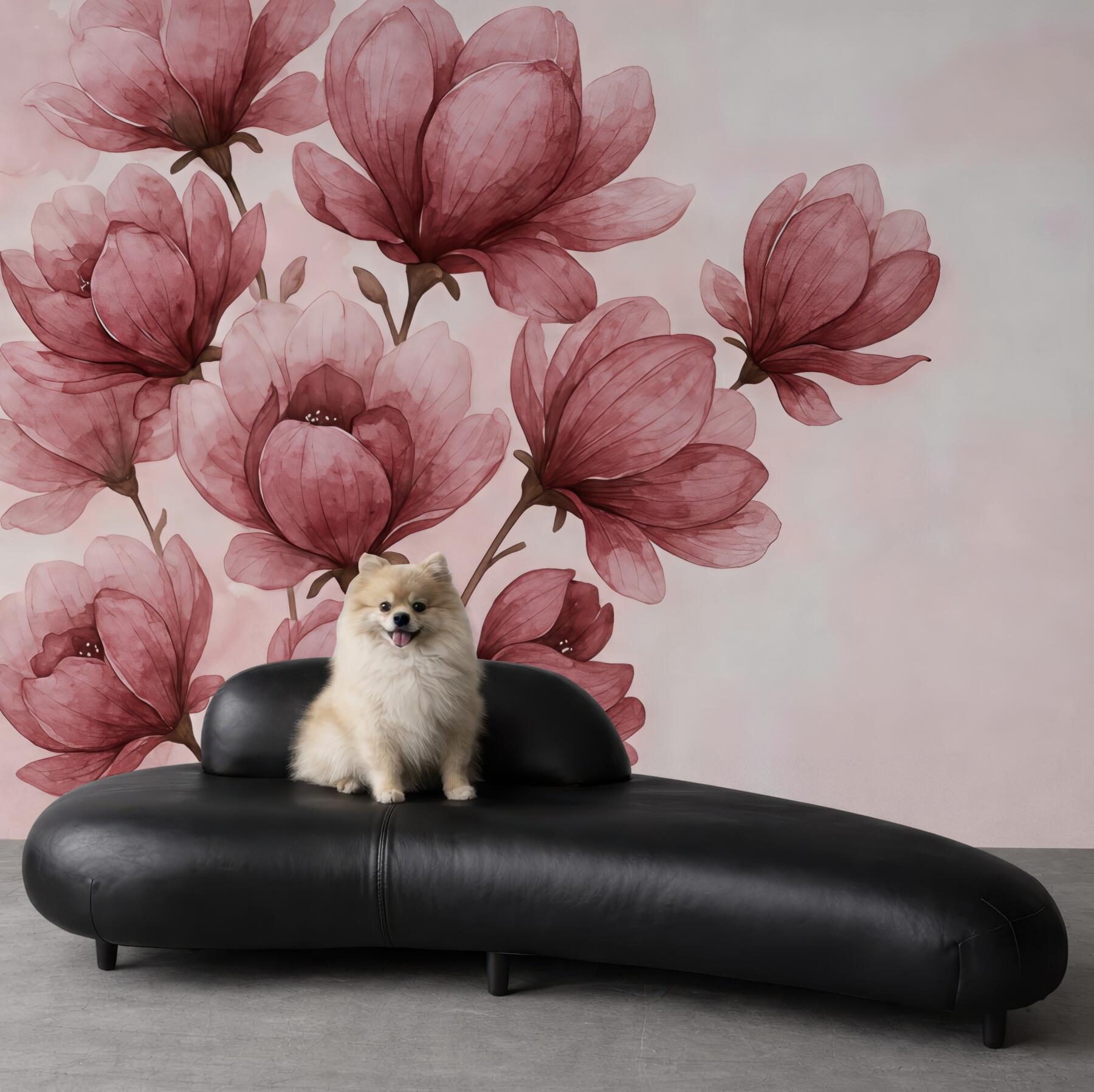 Fototapeta pudrowe magnolie w subtelnej akwareli