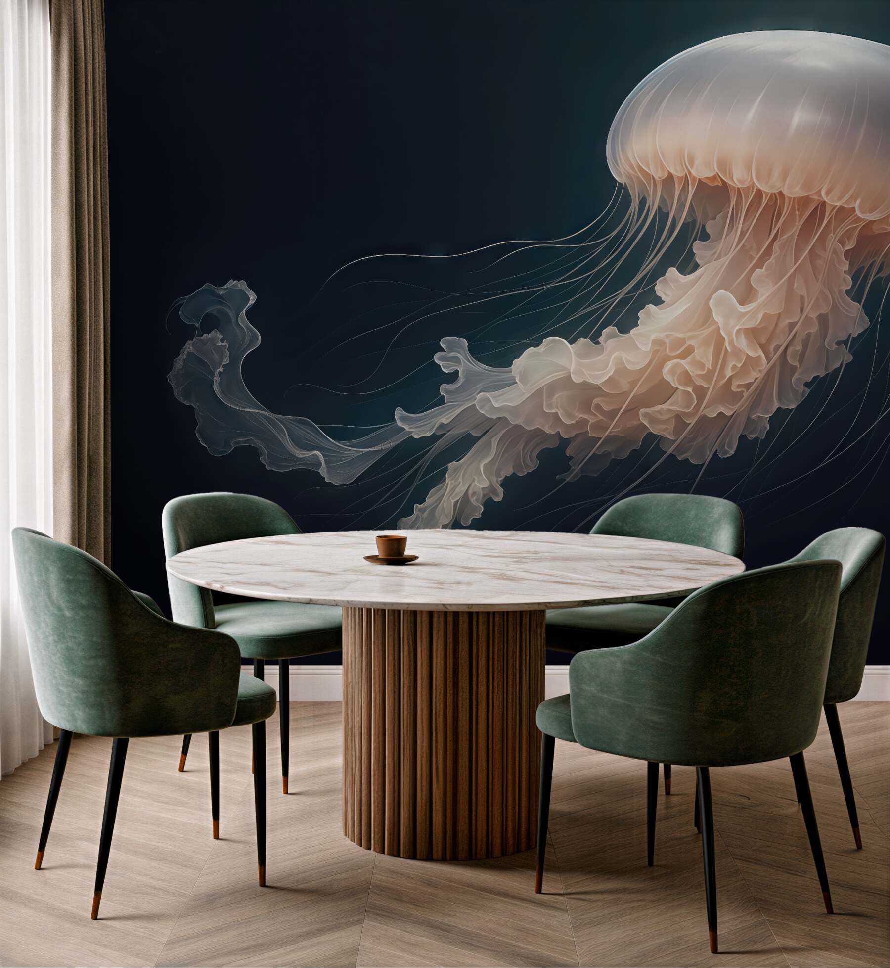 Fototapeta eteryczna meduza w morskiej ciemni
