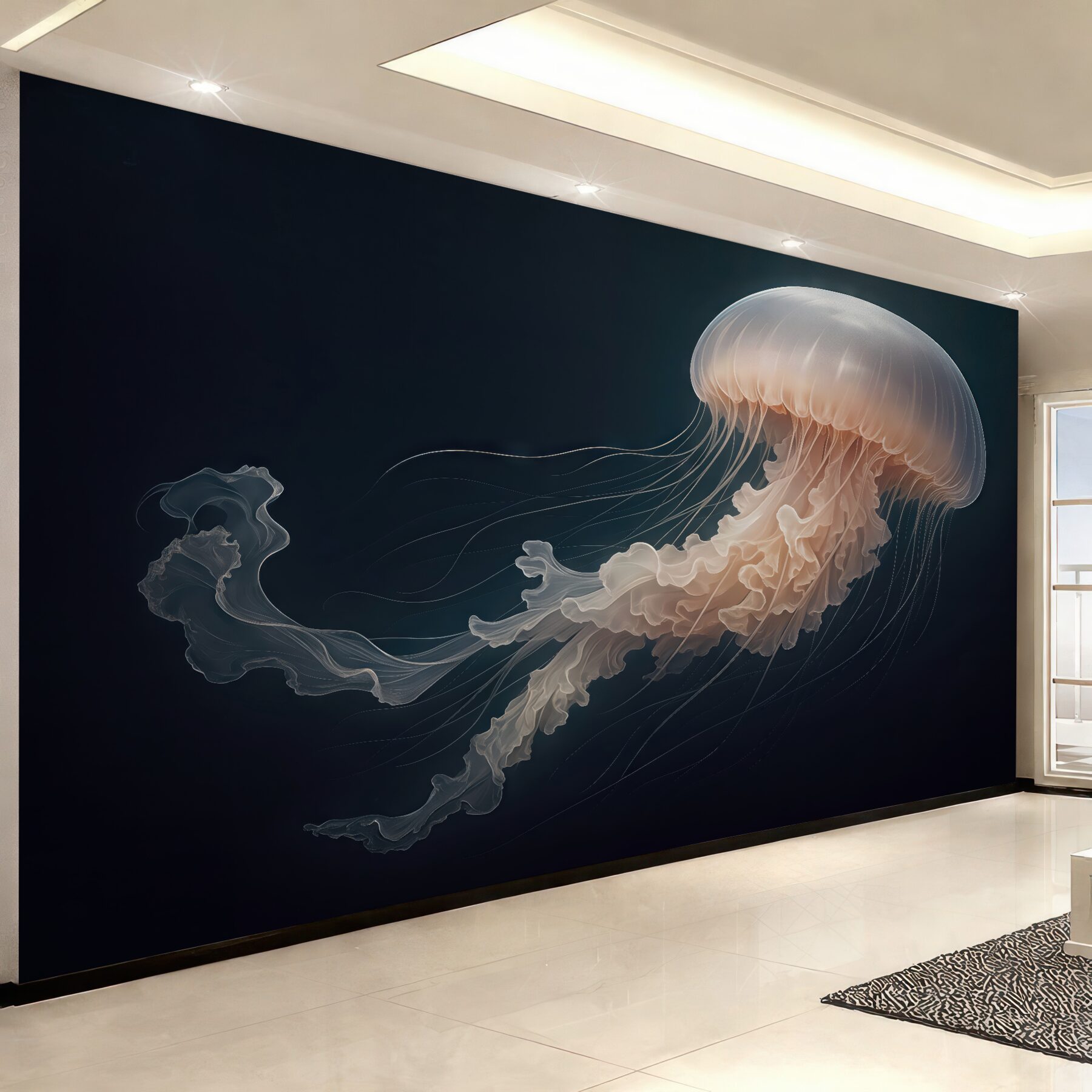 Fototapeta eteryczna meduza w morskiej ciemni