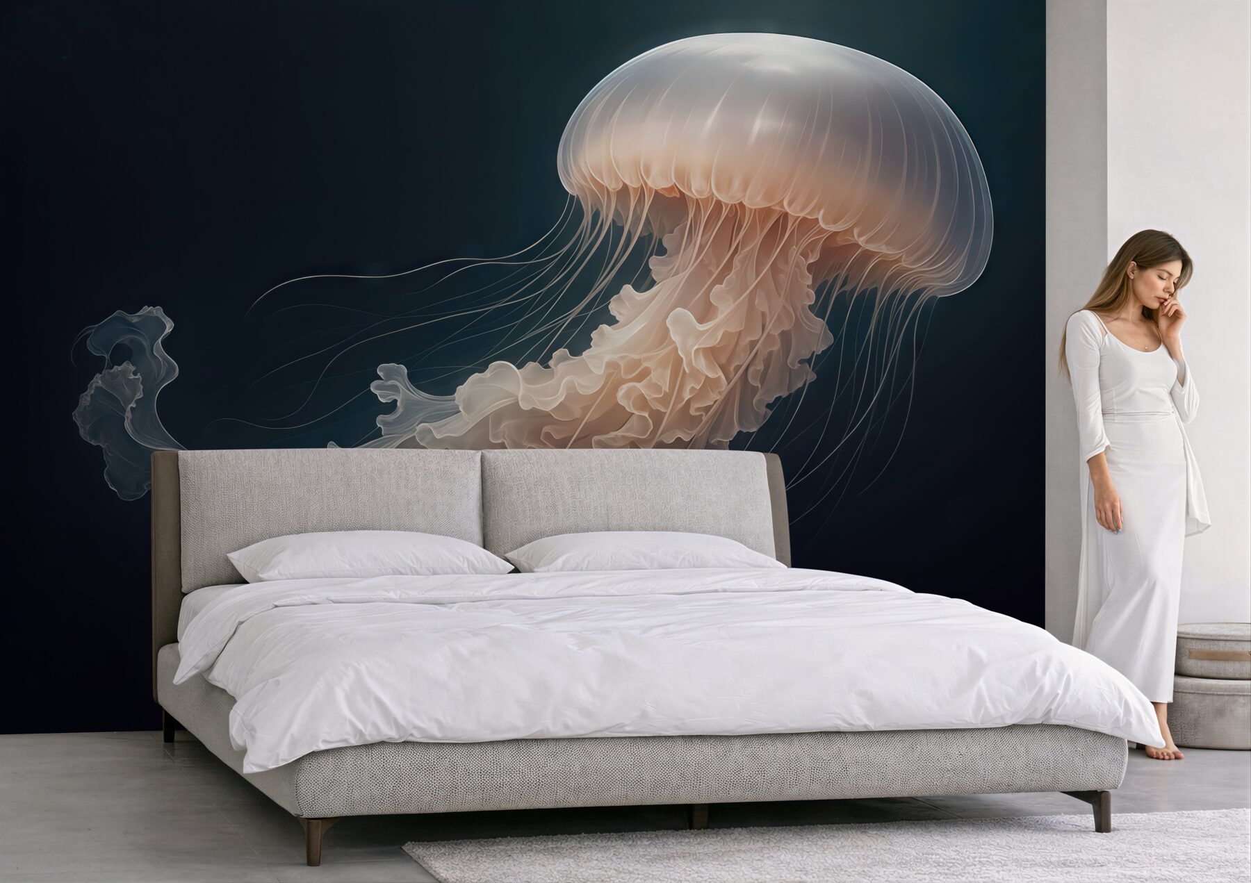 Fototapeta eteryczna meduza w morskiej ciemni