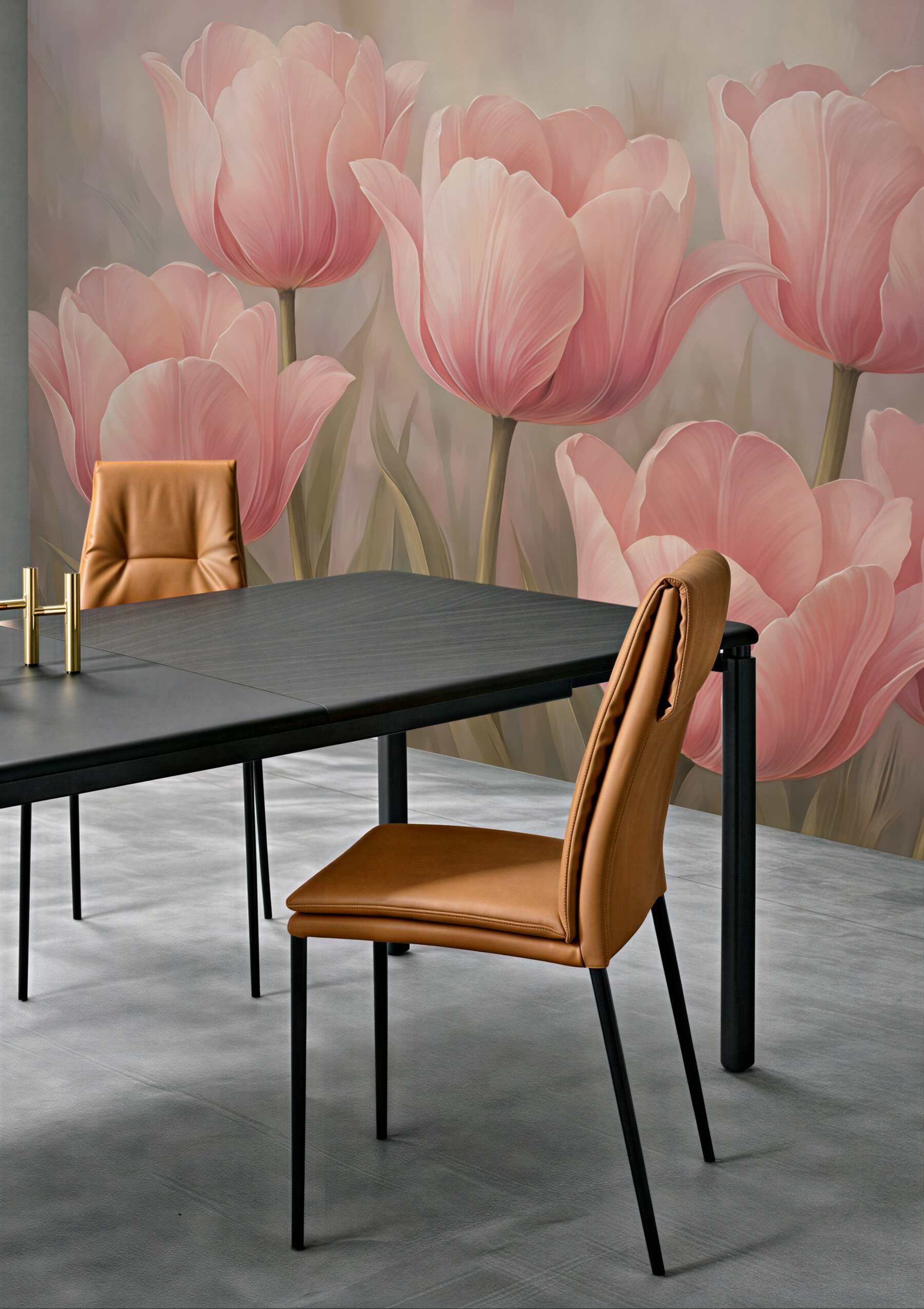 Fototapeta pudrowe tulipany w romantycznym blasku
