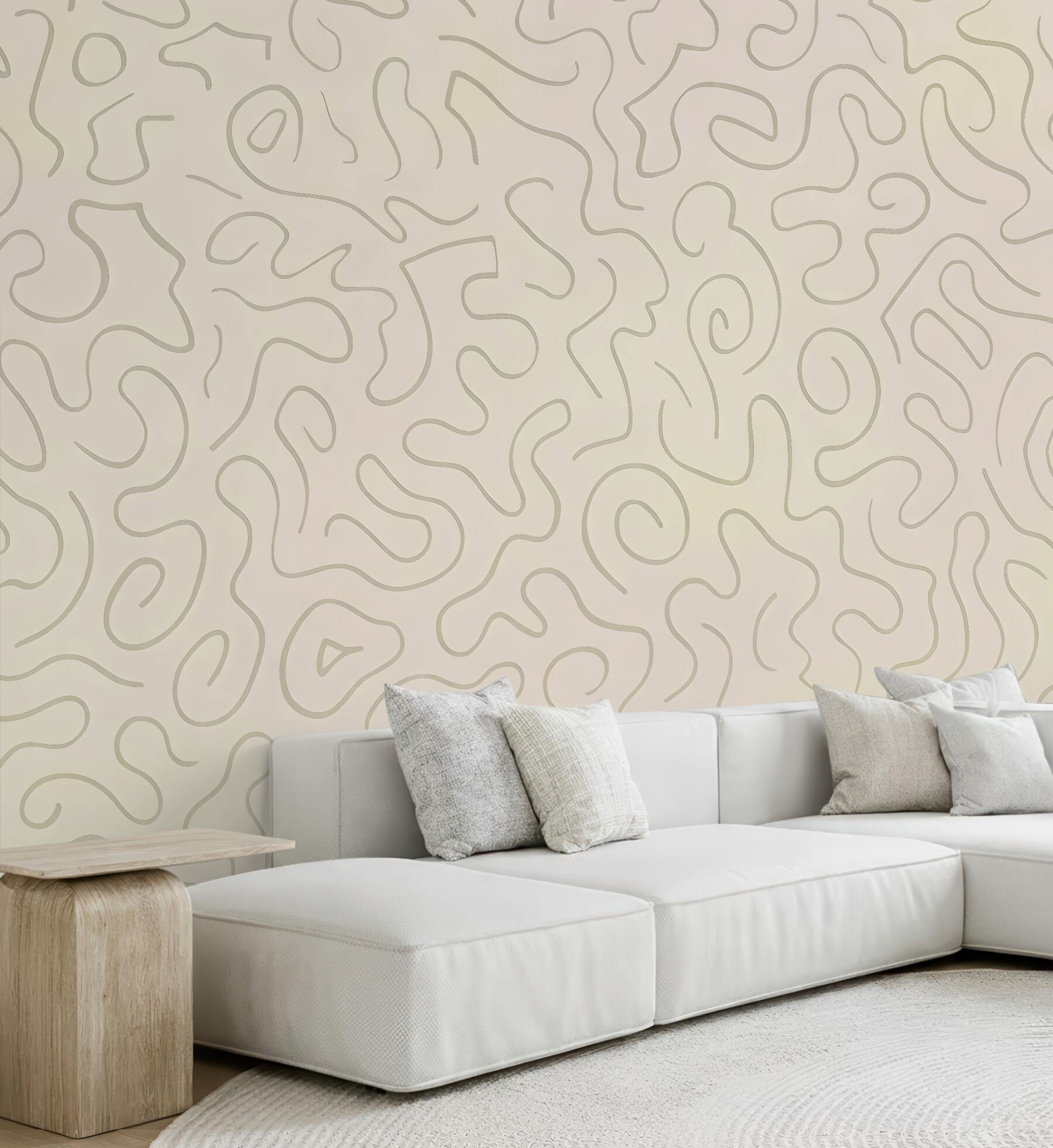 Fototapeta organiczne linie w beżowym minimalizmie