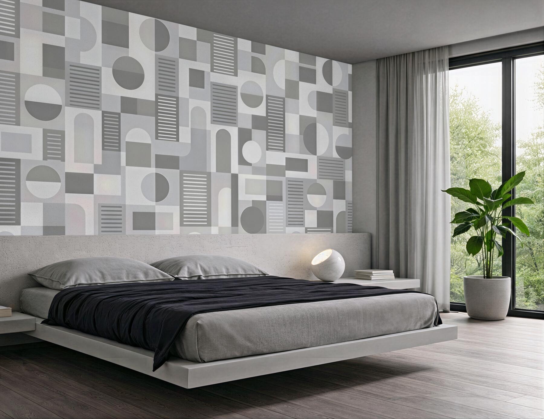 Fototapeta geometryczna mozaika w szarościach minimalistycznych