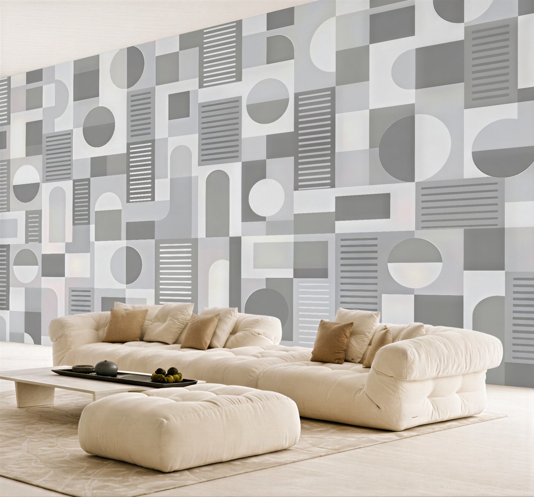 Fototapeta geometryczna mozaika w szarościach minimalistycznych