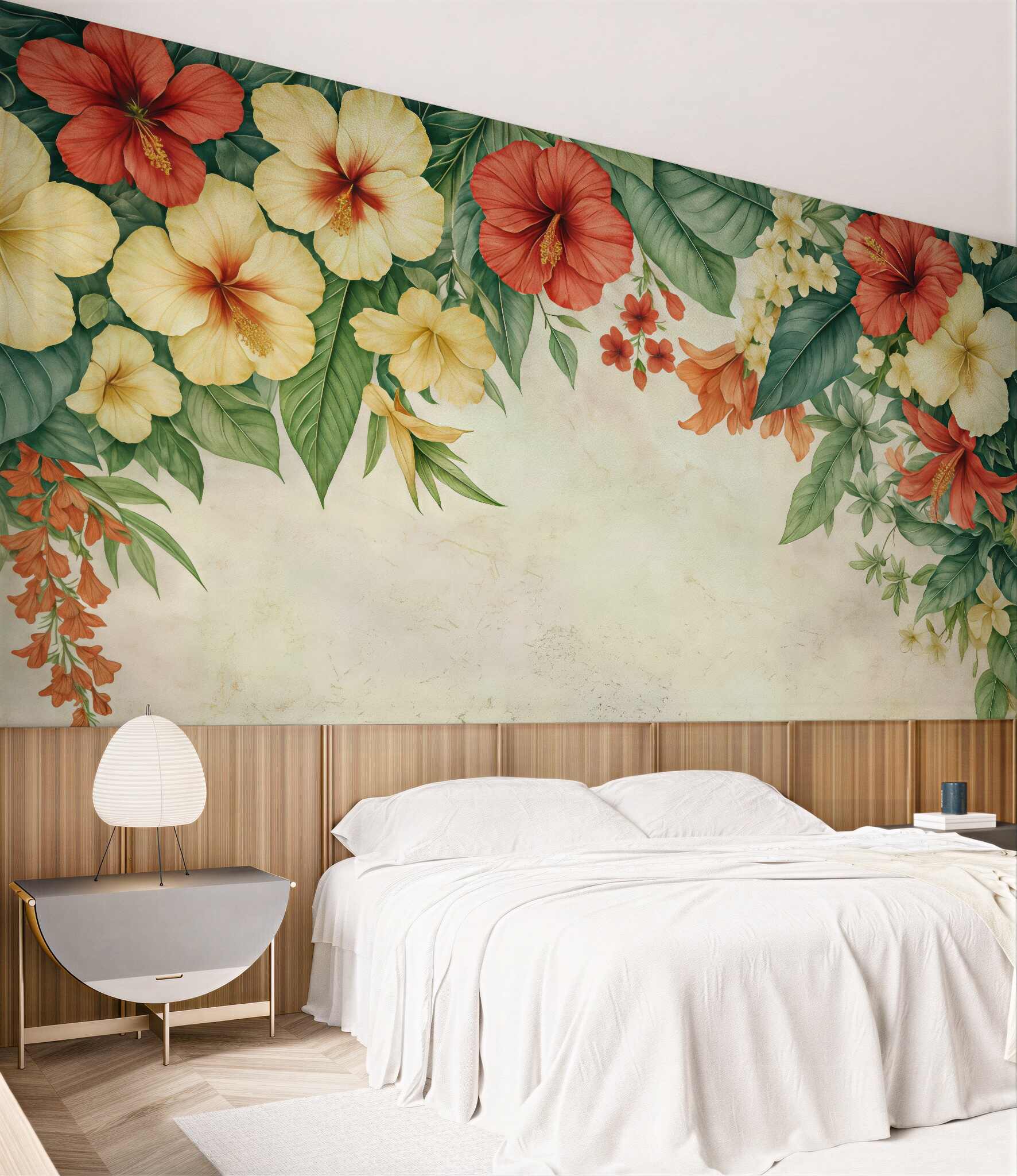 Fototapeta tropikalne hibiskusy w ciepłych barwach