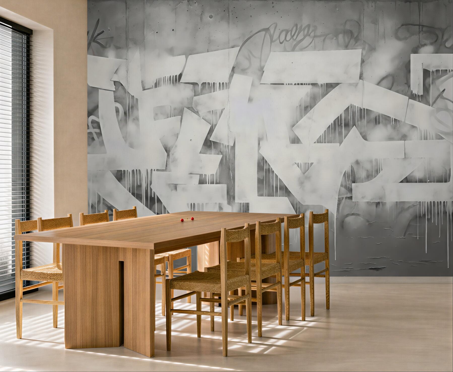Fototapeta miejski graffiti w szarej mgle