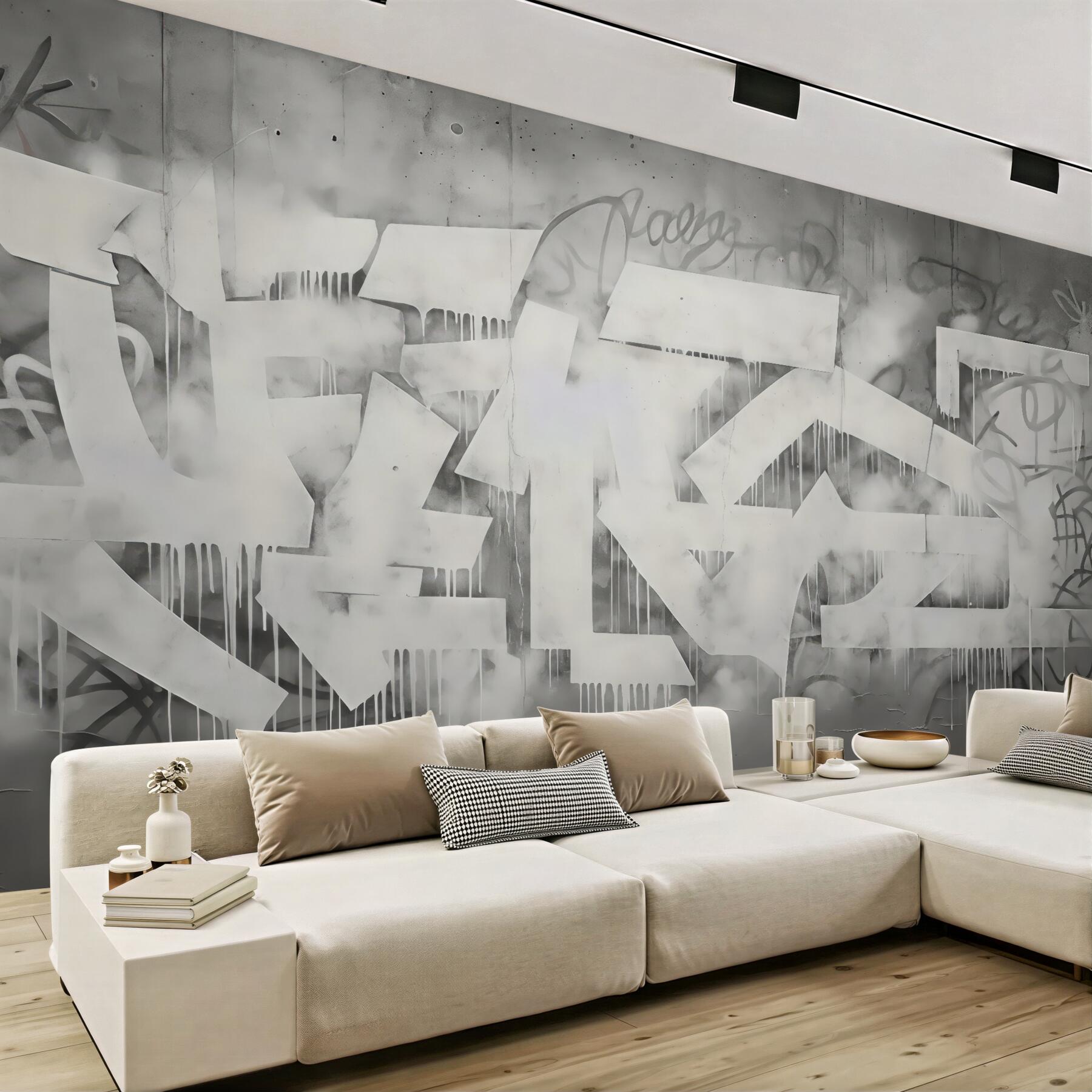 Fototapeta miejski graffiti w szarej mgle