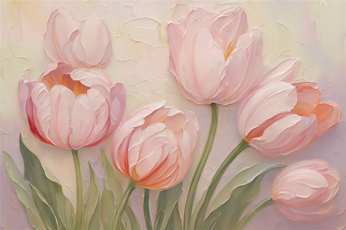 Fototapeta pudrowe tulipany w romantycznym rozkwicie