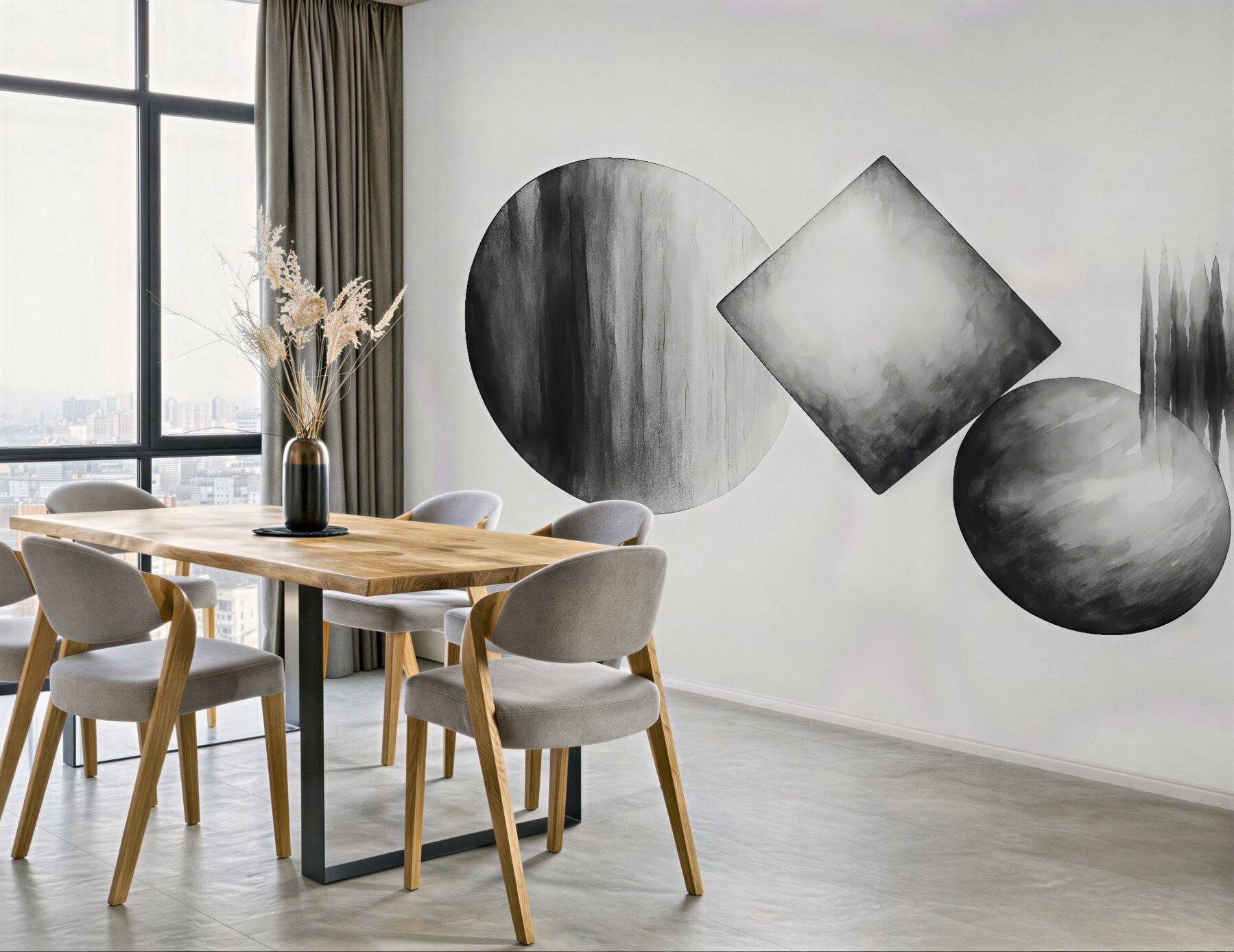 Fototapeta abstrakcyjne formy w szarej harmonii