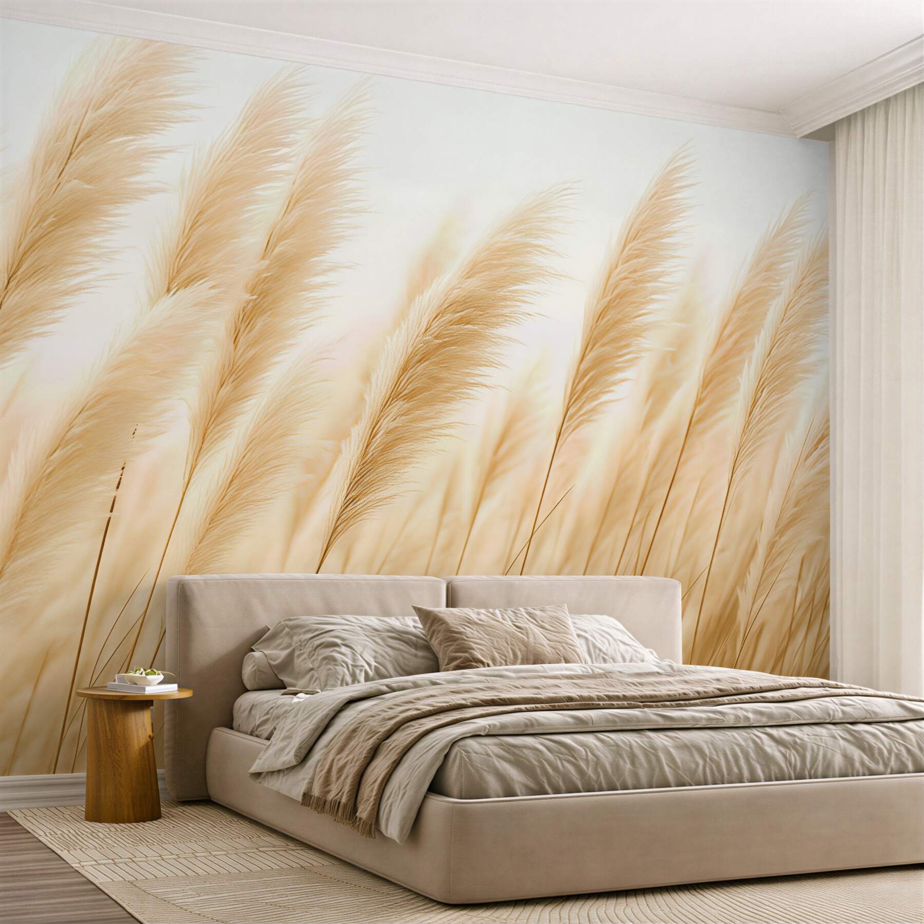 Fototapeta delikatne trawy w beżowej mgle