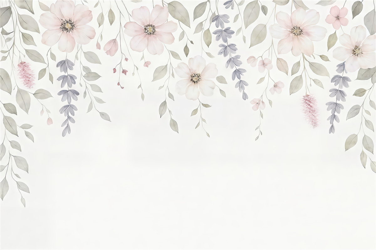 Fototapeta delikatne pastelowe kwiaty i zwiewne liście