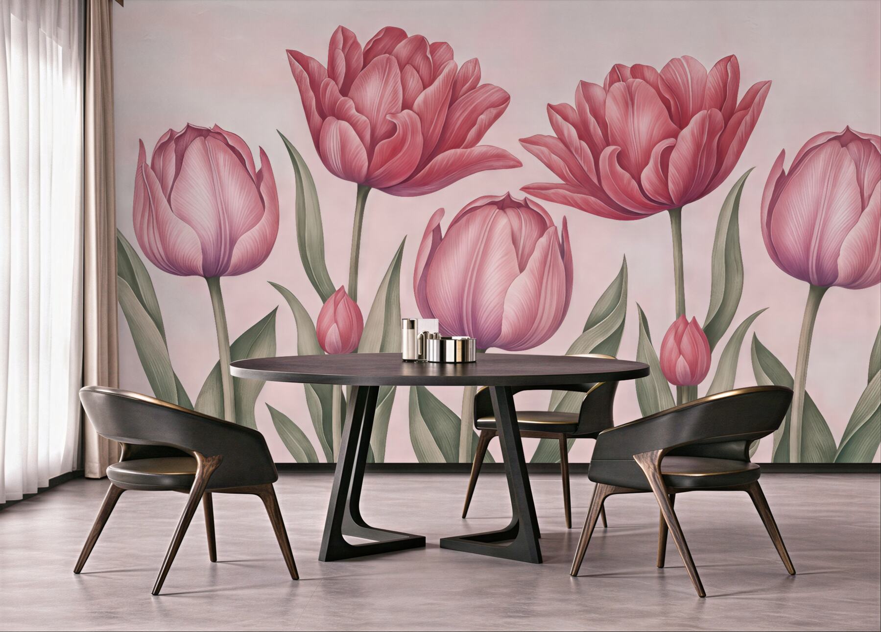 Fototapeta różowe tulipany w delikatnym rozkwicie
