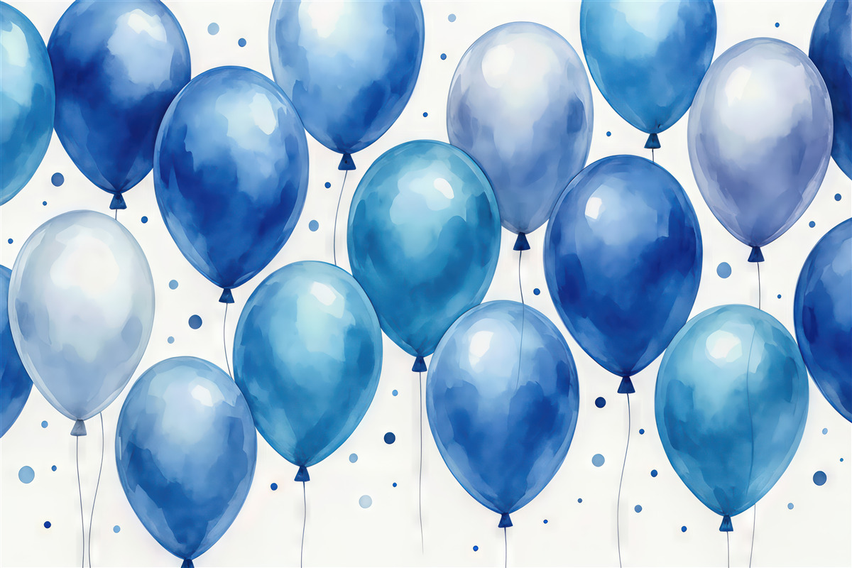 Fototapeta niebieskie balony w akwarelowym stylu