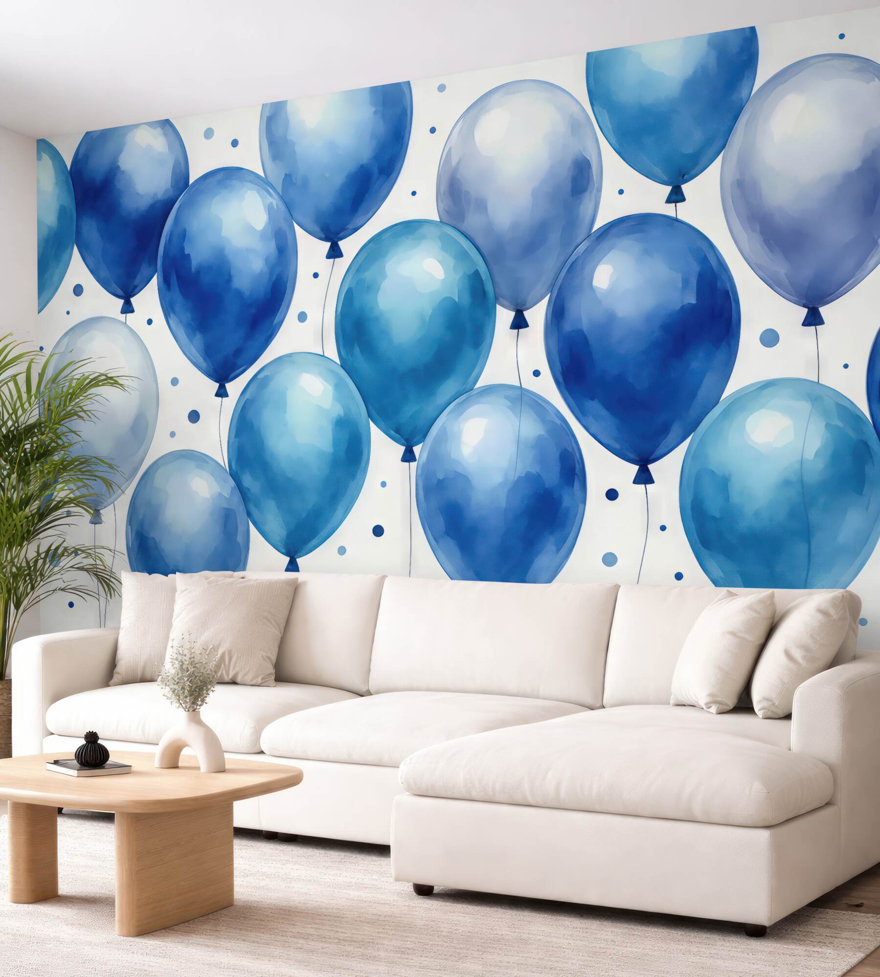Fototapeta niebieskie balony w akwarelowym stylu