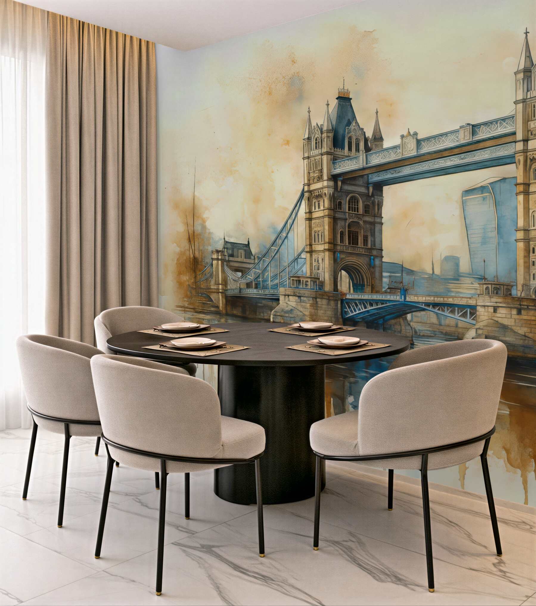Fototapeta akwarelowy tower bridge w londynie