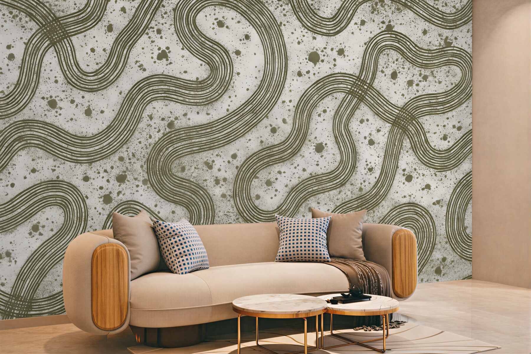 Fototapeta organiczne linie w retro stylu