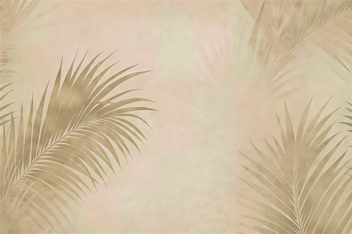 Fototapeta beżowe liście palm w spokojnym świetle