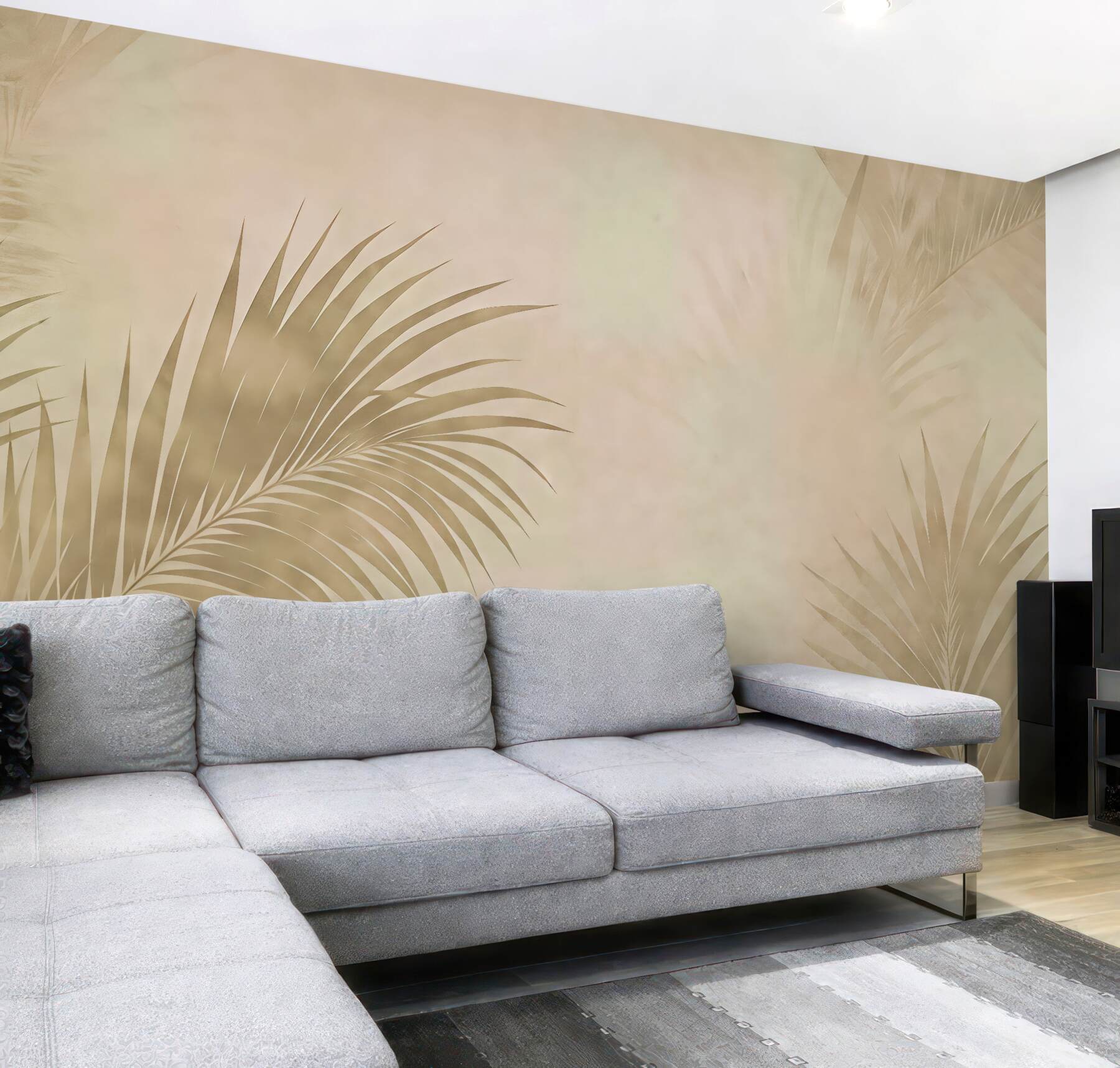 Fototapeta beżowe liście palm w spokojnym świetle