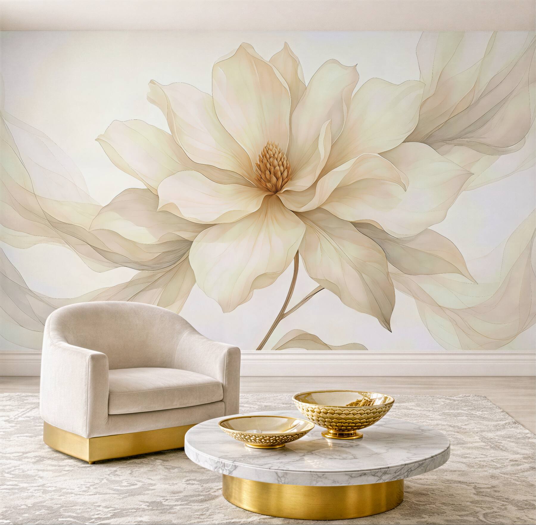 Fototapeta kremowa magnolia w eterycznej odsłonie