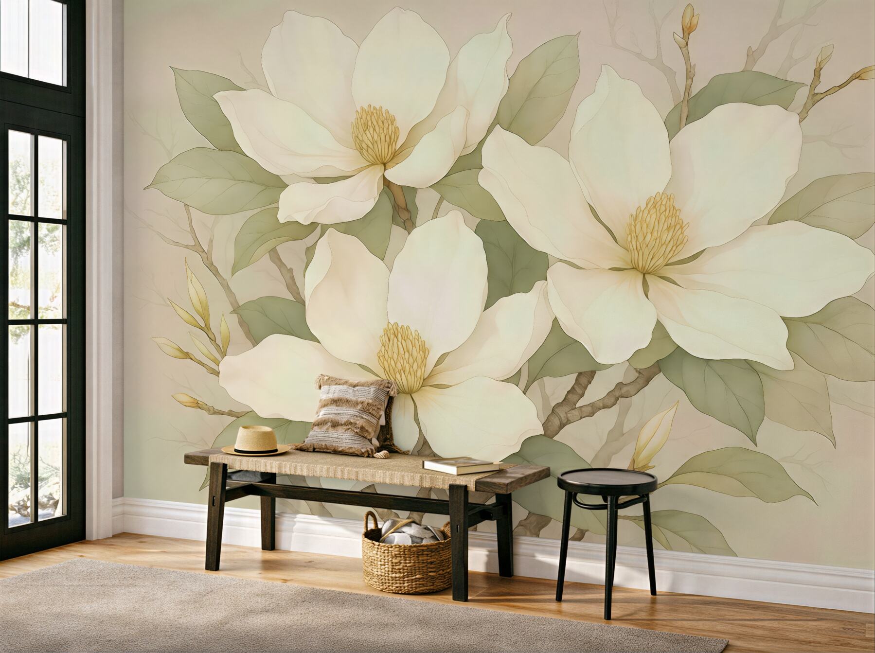 Fototapeta kremowe magnolie w subtelnej elegancji
