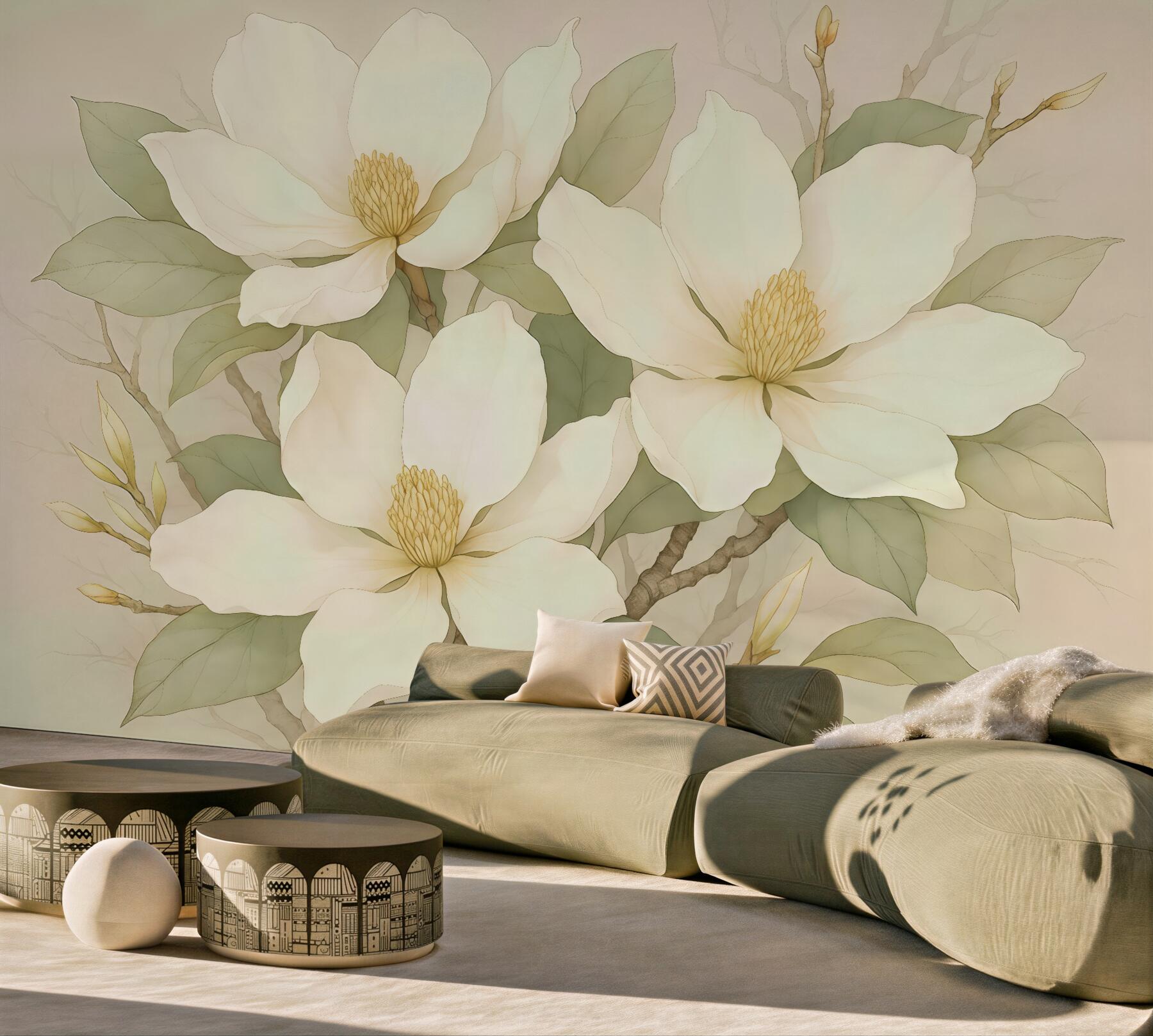 Fototapeta kremowe magnolie w subtelnej elegancji