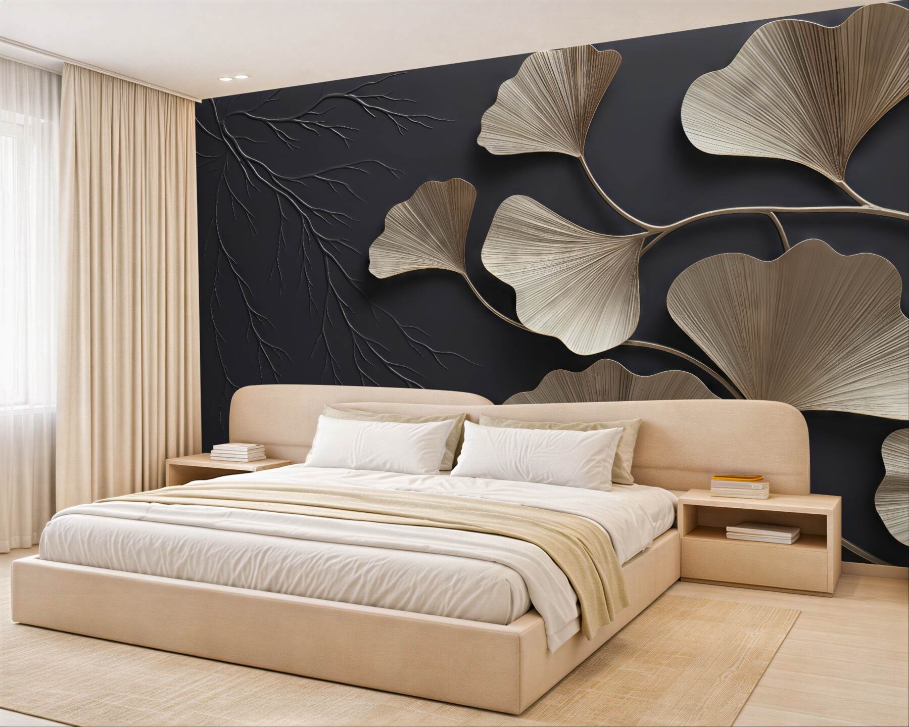 Fototapeta złote liście ginkgo w nowoczesnej elegancji