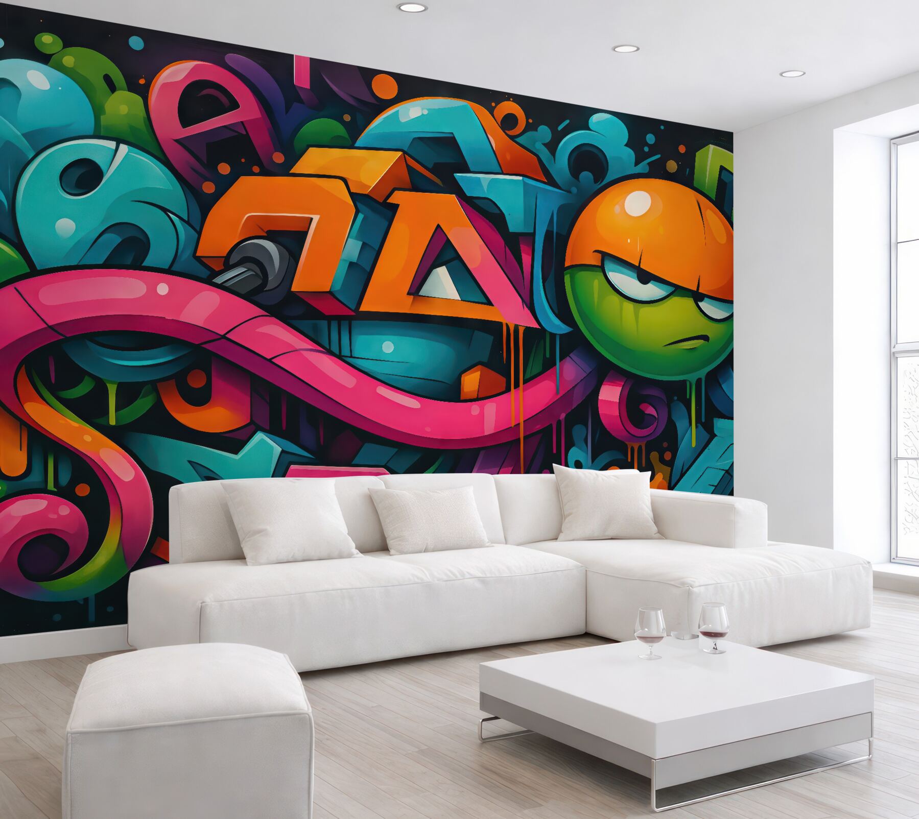 Fototapeta kolorowe graffiti z miejskim charakterem