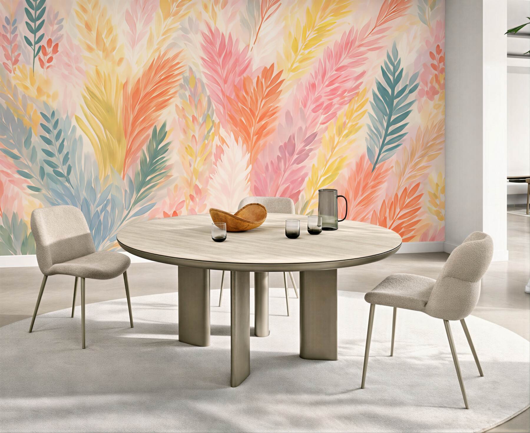 Fototapeta pastelowe liście akwarelowe