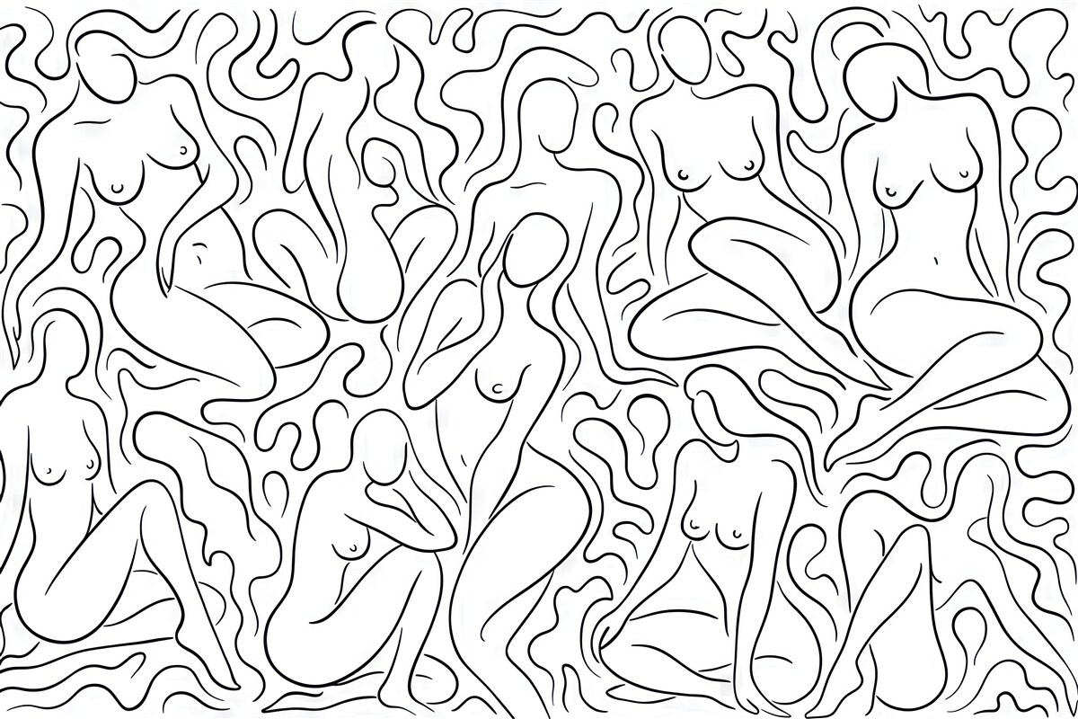 Fototapeta minimalistyczne kobiece kontury w abstrakcji