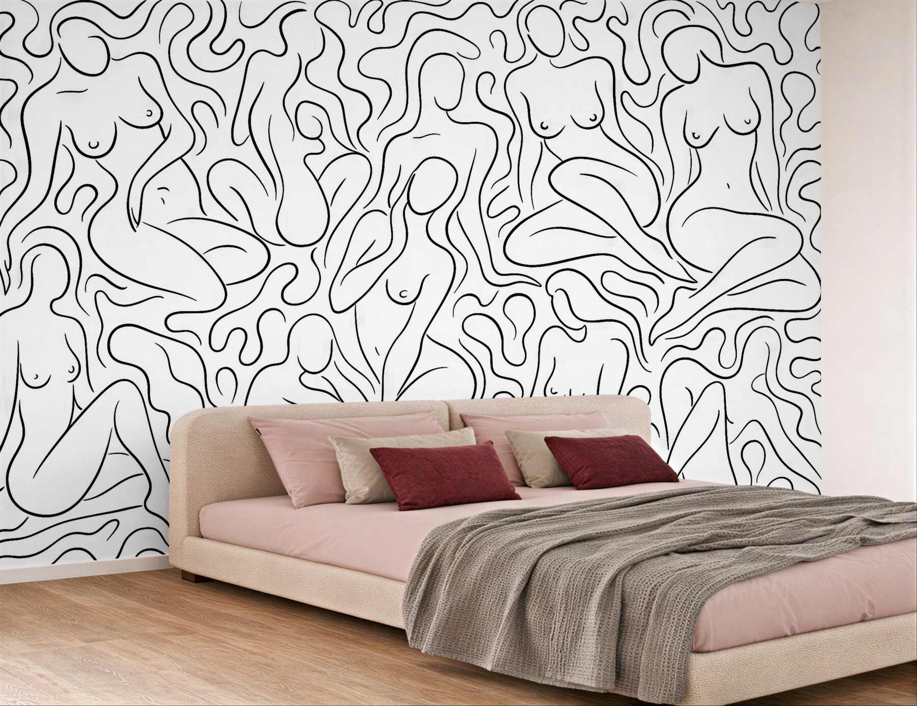 Fototapeta minimalistyczne kobiece kontury w abstrakcji