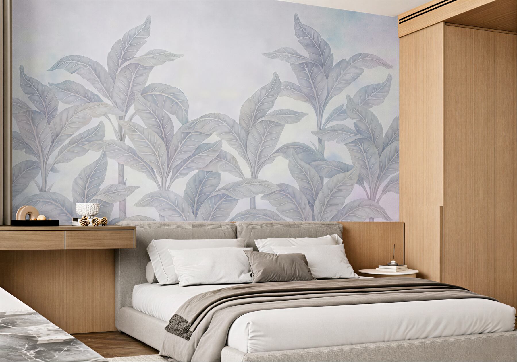 Fototapeta pastelowe liście w eterycznym botanicznym stylu
