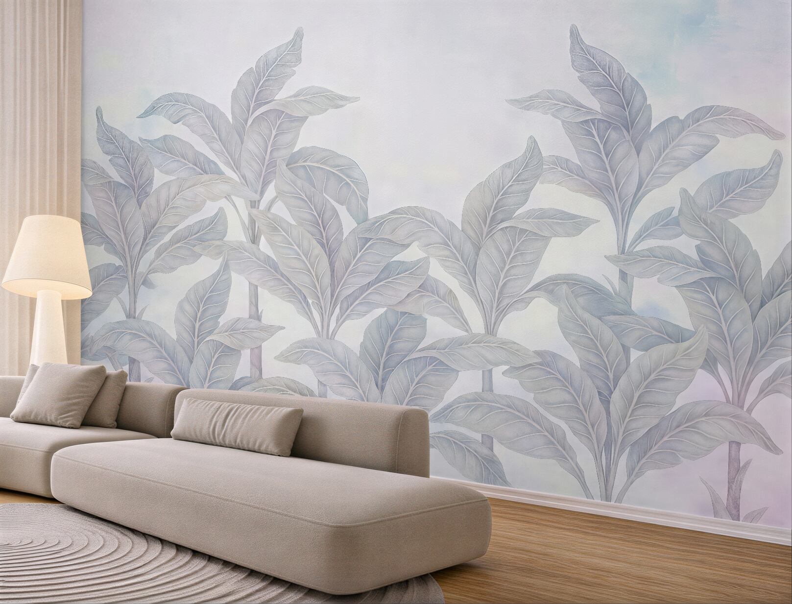 Fototapeta pastelowe liście w eterycznym botanicznym stylu