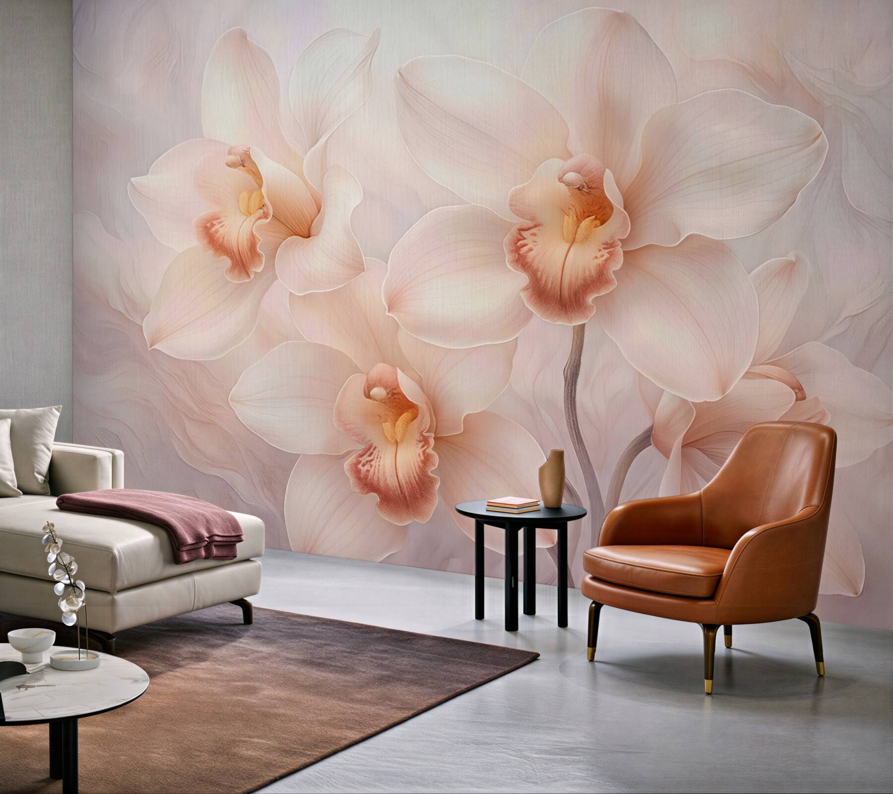 Fototapeta pudrowe orchidee w subtelnej elegancji